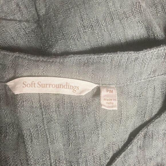 Soft Surroundings Womens Green Textured Short Sleeve Shift Dress Petite Medium - Picture 4 of 5